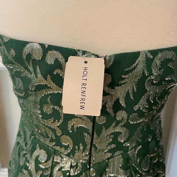 Nicole Miller Green & Silver Strapless Gown NWT - Picture 5 of 11